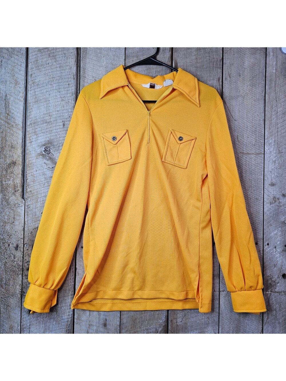 Vintage Karman Western Wear Shirt Womens S Yellow Zip Pullover Retro